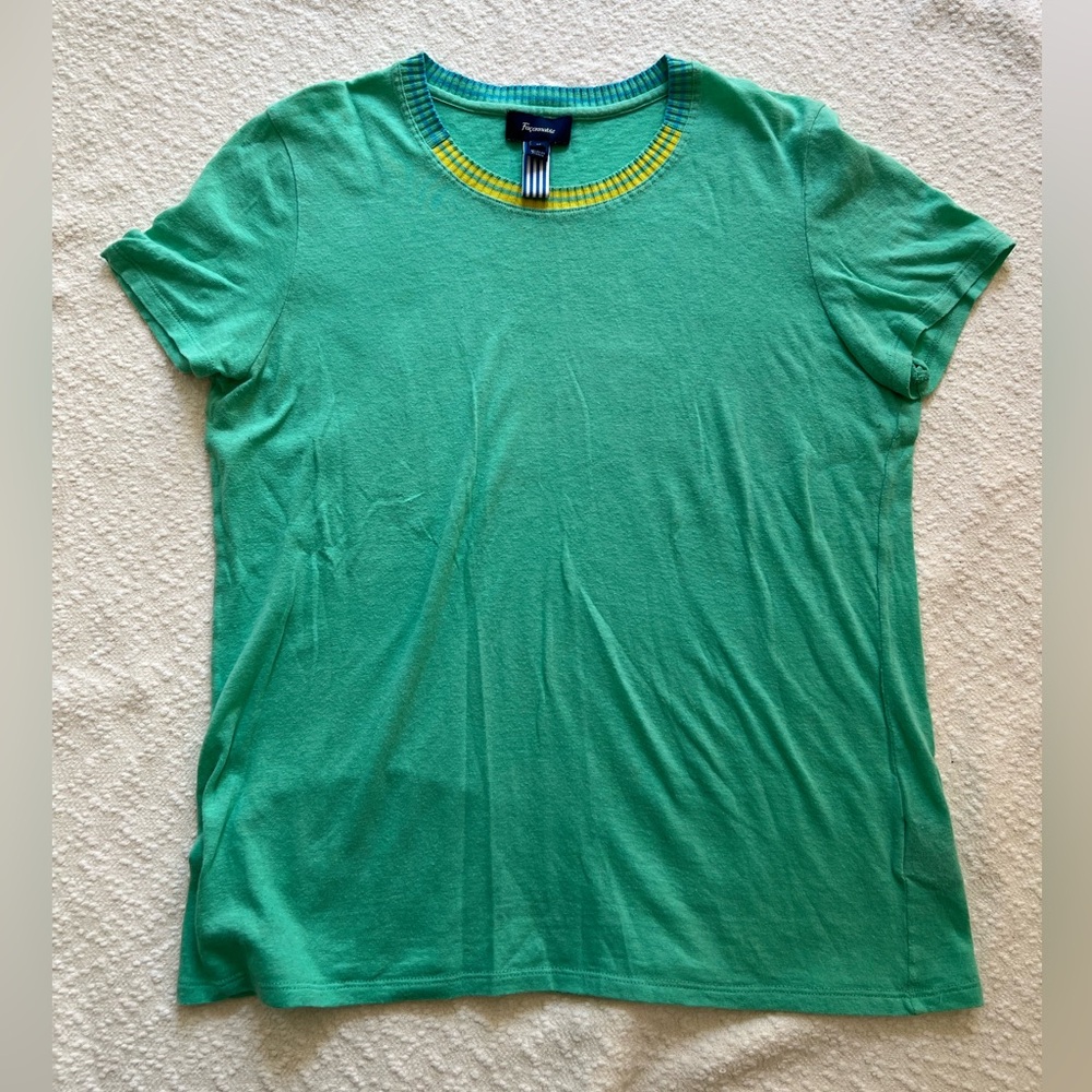 Façonnable France Cotton Linen Blend Knit Tee - Mint Green
